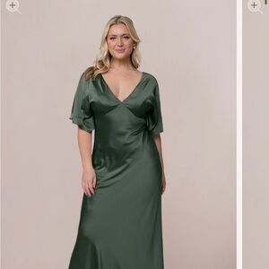 Revelry Maya Satin Dress - Deep Olive